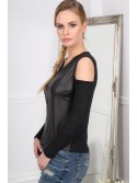 Bluza Neagra din Piele Eco BB2343 - Magazin online - Boutique